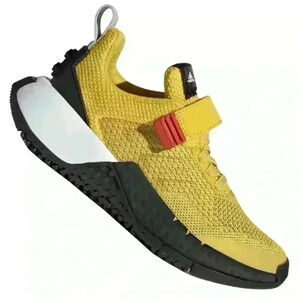 adidas Kids Yellow and Black Sneakers with Red Strap Accent